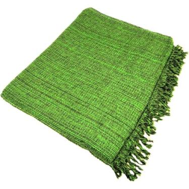 Imagem de Manta para Sofá Super King 300x180cm em Algodão – Capa de Sofá Luxo com Franjas Artesanal(Verde Florescente)