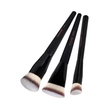 Imagem de Conjunto De 3 Pincéis De Maquiagem Kabuki Para Base, Pó, Blush E Corre