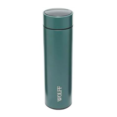 Imagem de WOLFF - Garrafa Térmica de Aço Inox com Termômetro em Led 500ml Verde - Conserva Bebidas Quentes e Frias