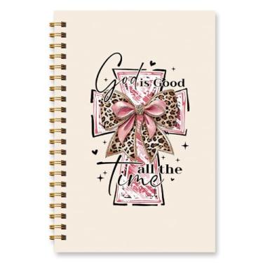 Imagem de Wxiben Cadernos God Is Good, cadernos espirais cristãos, cruz, arco, espiral, diário de oração religiosa para mulheres, capa dura, caderno espiral para igreja, estudo bíblico, escritório, material