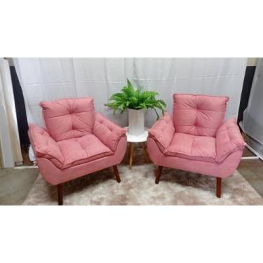 Imagem de Kit 02 Poltrona Opala suede Rosê -Alto Padrão  - CASA DA POLTRONA