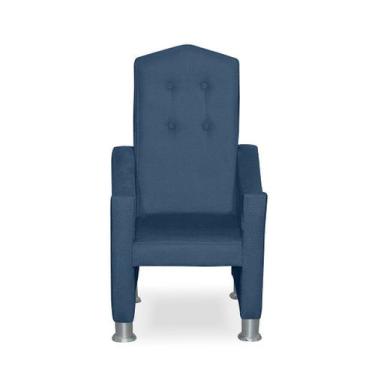 Imagem de Mini Cadeira Poltrona Infantil Troninho Decorativa Suede Azul Marinho 