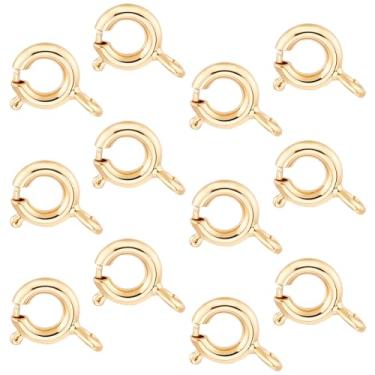 Imagem de Beebeecraft 1 caixa 50 peças anel de fecho de mola real banhado a ouro 18K fechos de colar 6 mm gatilho redondo fecho de mola achados para fabricação de joias acessórios pulseira colar furos