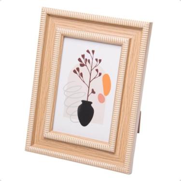 Imagem de Porta Retrato de Mesa MDF Natural Moldura Canelada 10x15cm