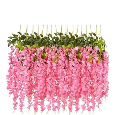 Imagem de Kit 6 or 12 Ramos de Flor de Cerejeira Artificial Pendente 110cm | Decoração para Casamento, Festa e Ambiente Interno(6,Rosa)