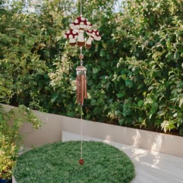 Imagem de ICE ARMOR 85 cm de comprimento cobre geodo cogumelo sino de vento estátua escultura ornamento decoração de casa/quarto ideias para inauguração de casa, feriados e aniversários, ótimo item colecionável