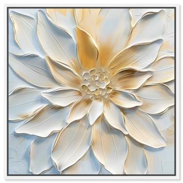 Imagem de Art Remedy Arte de parede floral elegante em tela lótus, moldura branca, 25,4 cm x 38,1 cm