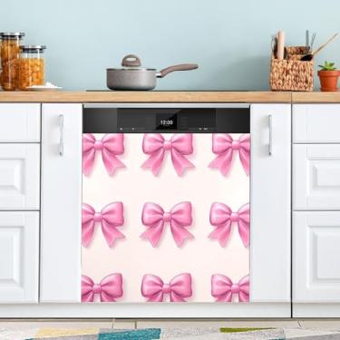 Imagem de ATTX Gravata borboleta Dia dos Namorados capa magnética para lava-louças | Adesivo decorativo de eletrodomésticos de 58 x 66 cm para armários domésticos e eletrodomésticos #92