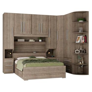 Imagem de Guarda-Roupa de Canto com espaço para Box Queen 1219SQ Castanho - Móve