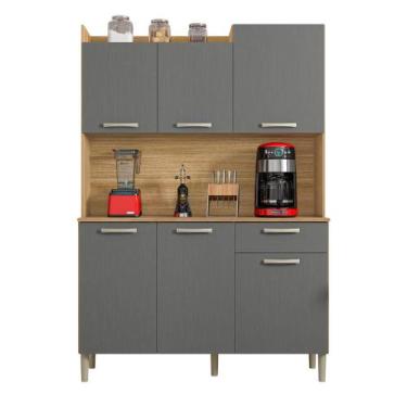 Imagem de Kit de Cozinha 1 Gaveta e 6 Portas Dora Freijó Gris - Mais de Casa