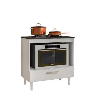 Imagem de Balcão Para Cooktop Slim 80 1 Gaveta Branco UV - FdECOR - Multi Móveis