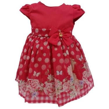 Imagem de Vestido Bebê Menina Estampado Luxo Paraiso Verão Ref 13948, Vermelho, 