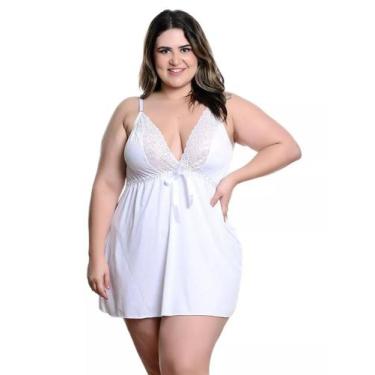 Imagem de Camisola Sensual Plus Size de Renda Sem Bojo Linha Noite Pijama Verão 