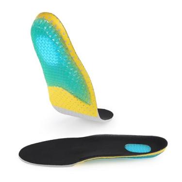 Imagem de Palmilhas para sapatos de corrida com salto de gel, palmilhas desportivas com espuma viscoelástico para conforto, para homens e mulheres, leve de fascite plantar, suporte para arco