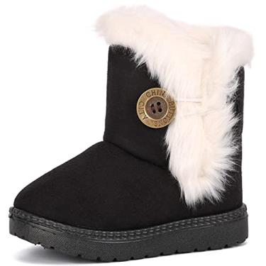 Imagem de Botas de Neve Femininas para Meninos e Meninas Quentes de Inverno Sapatilha Bailey Botas de Botão (Bebê/Criança Pequena), Preto, 7 Toddler