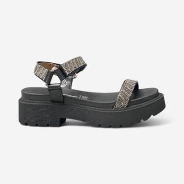 Imagem de Sandália Vizzano Papete Plataforma Com Strass Preto-Feminino