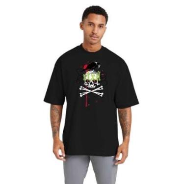 Imagem de Camiseta Oversized Masculina Estampada em Algodão Respirável para Uso Diário-Masculino