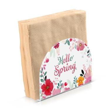 Imagem de Suporte de guardanapo de flores de primavera para decoração de cozinha de mesa porta-guardanapos de papel acrílico para sala de jantar interior exterior festa acessórios de férias