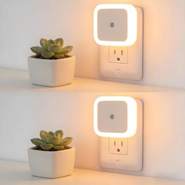 Imagem de Pacote com 2 luzes noturnas do crepúsculo ao amanhecer conectadas à parede – 0,3 W luz noturna de LED branca suave 3000K para quarto, banheiro, corredor e cozinha, sensor de luz de eficiência