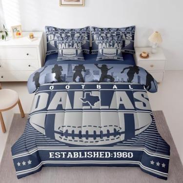 Imagem de Erosebridal Conjunto de lençol Queen com silhueta de jogador de rúgbi de futebol americano, 7 peças, para meninos e meninas