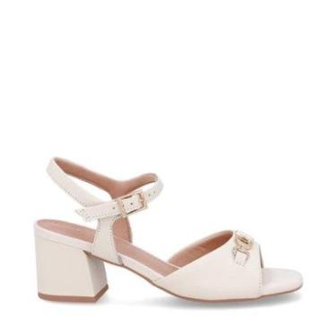 Imagem de Sandalia Usaflex Couro Bico Quadrado Marfim Bridão-Feminino