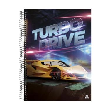 Imagem de Caderno Universitário Carro Turbo Capa Dura – 1 Matéria, 80 Folhas, Ideal para Escola e Estudos, Carro Esportivo com Adesivos