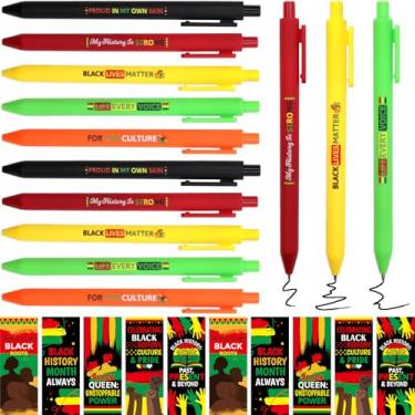 Imagem de Fancy Land Pacote com 10 canetas esferográficas do mês da história negra, cartões de canetas afro-americanas com marcador, presentes para o Dia da Liberdade, Professores, Sala de Aula, Recompensa de