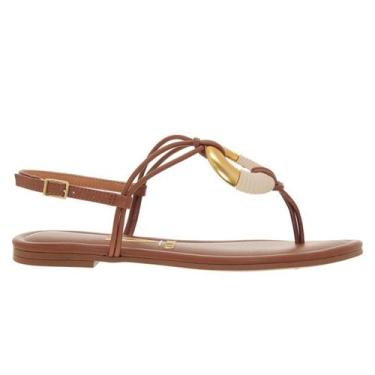 Imagem de Sandália Vizzano Feminina Rasteira Tira Dedo Metalizada Conforto -, Mo