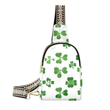 Imagem de CEBUGI Bolsa tiracolo feminina St.patricks Day Clover pequena bolsa tiracolo de couro para trilhas, viagens ao ar livre