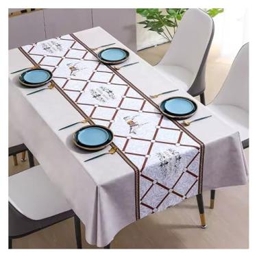 Imagem de Toalha de mesa retangular toalha de mesa rústica impermeável toalha de mesa de linho de algodão anti-rugas ideal para festas, jantares de cozinha, feriados, Natal, tapete de mesa linha de café (2.140