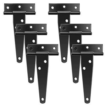 Imagem de 6 dobradiças T, dobradiças resistentes de 10 cm, dobradiças T, dobradiças pretas, portões, para janelas, cercas e portas de celeiro Cerniera