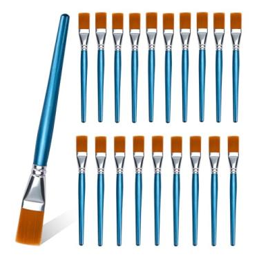 Imagem de JEAWIWI Conjunto de 20 pincéis de tinta acrílica, pincéis planos para artistas de 30 mm, pincéis de pintura facial em aquarela a óleo para rock, arte facial, tela, corpo, azul