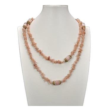 Imagem de DWBPGVUN Colar longo amarelo com pedra do sol de 114 cm