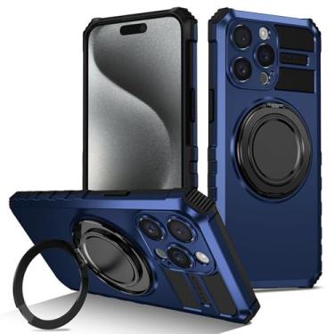 Imagem de HUHUCASE Capa para celular iPhone 17 Pro Max, suporte magnético giratório de 360°, capa protetora antiqueda (azul, iPhone11Pro)