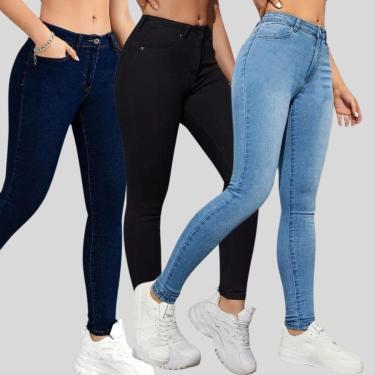 Imagem de Kit 3 Calças Skinny Tex Jeans Elegante e Casual Feminina-Feminino