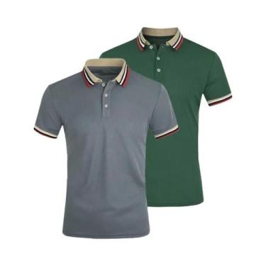 Imagem de Camisa Polo Masculina De Verão 2 Peças Respirável Casual Para Escritór