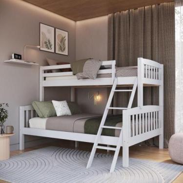 Imagem de Beliche Casal e Solteiro em Madeira Maciça Twink Branco - B&B