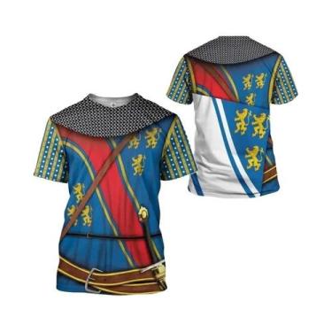 Imagem de Camiseta Masculina Oversized De Verão Com Estampa De Cavaleiro, Estilo