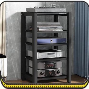 Imagem de Rack amplificador de alta fidelidade Home Theatre, suporte móvel para leitor de CD, 2/3/4/5 níveis de torre de áudio, gabinete estéreo (nogueira clara, 3 camadas)