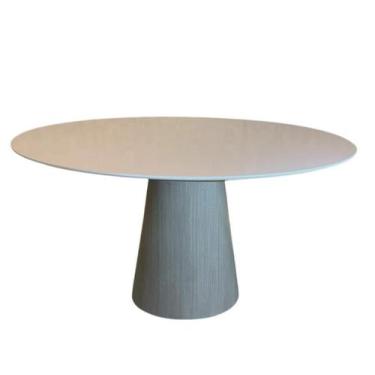 Imagem de Mesa de Jantar Cone Oval 198x122 cm Tampo Laca Branca Base laminada Pa