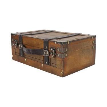 Imagem de Baú De Madeira Vintage Para Joias, Caixa Portátil De Armazenamento De 