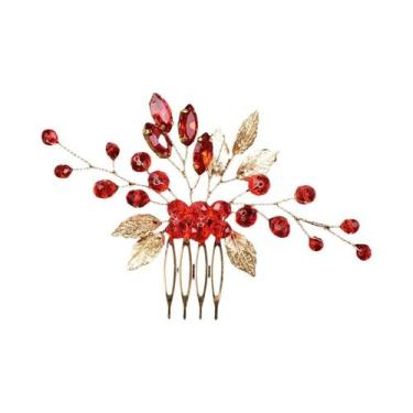 Imagem de Pente De Cabelo De Noiva Com Pérolas Brancas E Strass Em Formato De Fl