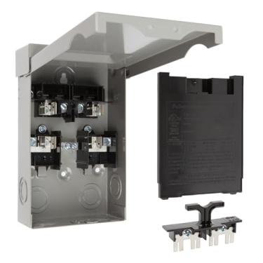 Imagem de WeCooper Interruptor de desconexão de fusível de 60 Amp (fusível não incluído) 2 polos, 3 fios, 1 fase, caixa de metal de desconexão AC, mini divisão, ar condicionado, sistemas HVAC domésticos e