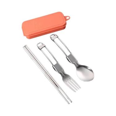 Imagem de Conjunto De Talheres De Camping Dobrável Em Aço Inoxidável, Utensílios