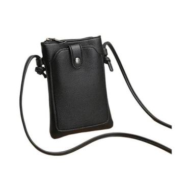 Imagem de Bolsa De Ombro Feminina Em Couro PU De Cor Sólida, Mini Carteira Para 