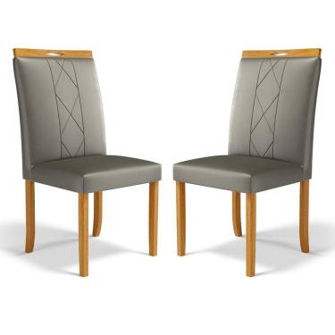 Imagem de Kit Com 2 Cadeiras Ana Madeira Maciça Estofadas Para Mesa De Jantar Veludo Chumbo 109