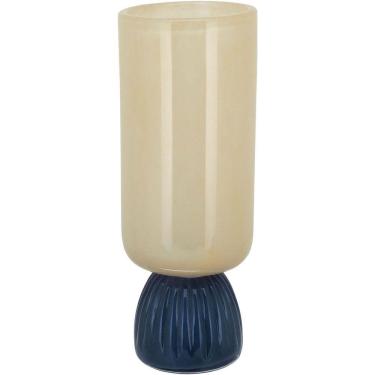 Imagem de Vaso Decorativo Enfeite Casa Vidro 34x12x12cm Marfim