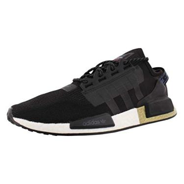Imagem de adidas Originals NMD_r1 Stlt Primeknit Tênis de corrida masculino, Núcleo preto/preto metálico/dourado metálico, 11.5