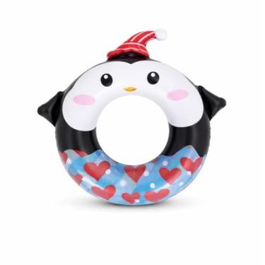Imagem de Boia Inflável Infantil Circular 60cm, Animais Sortidos, Resistente, para Piscina (Pinguin)