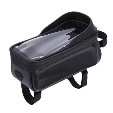 Imagem de RiToEasysports Bolsa para Quadro de Bicicleta, EVA à Prova de água, Casca Dura, Bolsa para Tubo Superior de Bicicleta, para Ciclismo Com Tela Sensível Ao Toque, Filme TPU para Telefone, (Preta 1L)